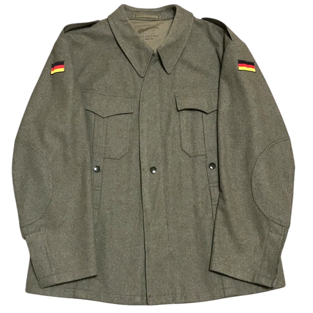 Army Military Wool Jacket Germany Flag Patches Made in Romania Size 40 Vintage